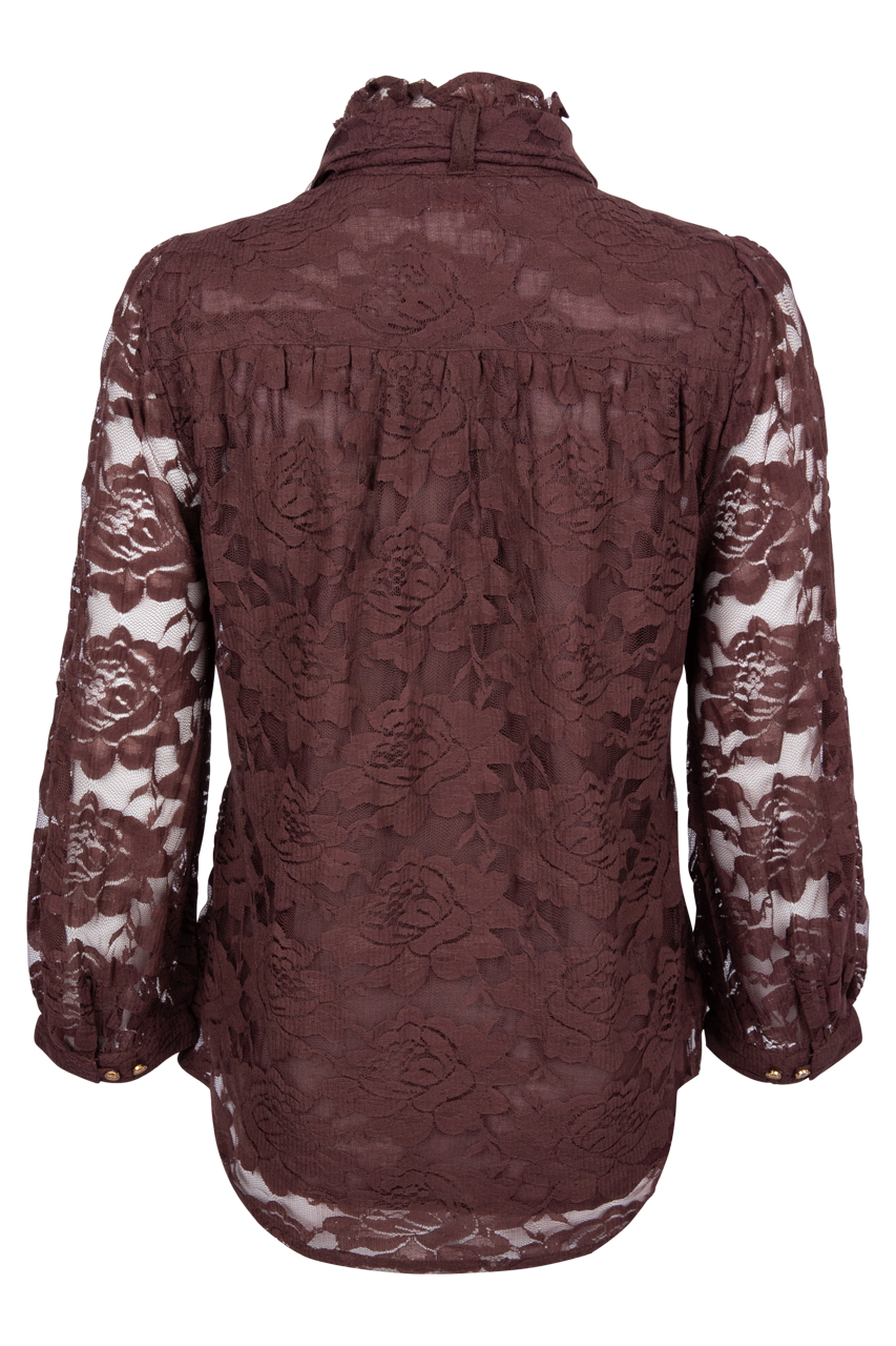 LulaSoul Chandler Lace Blouse - Brown