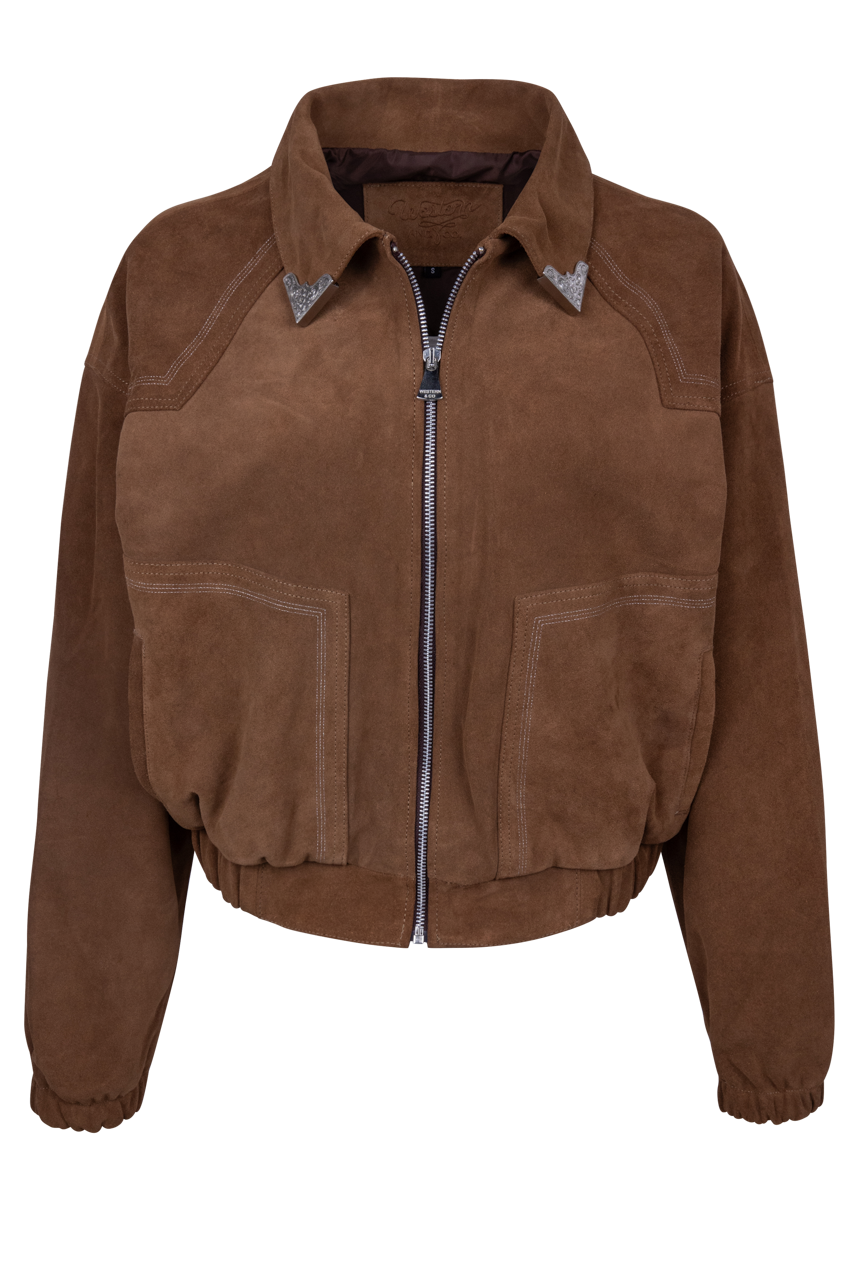 Western and Co. Suede Collar Tip Bomber