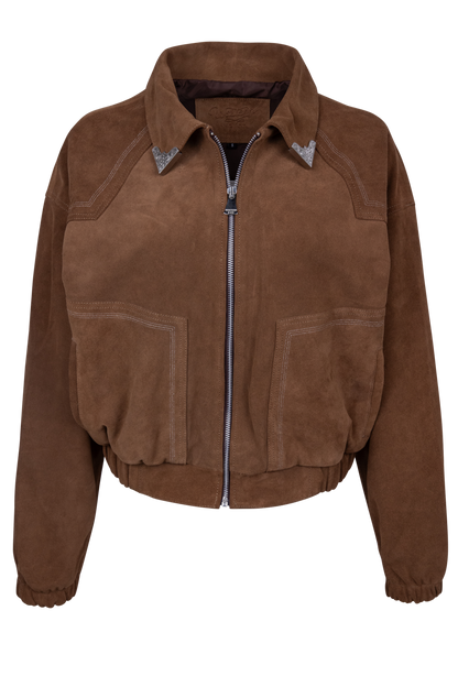 Western and Co. Suede Collar Tip Bomber