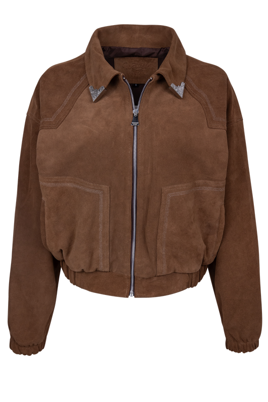 Western and Co. Suede Collar Tip Bomber