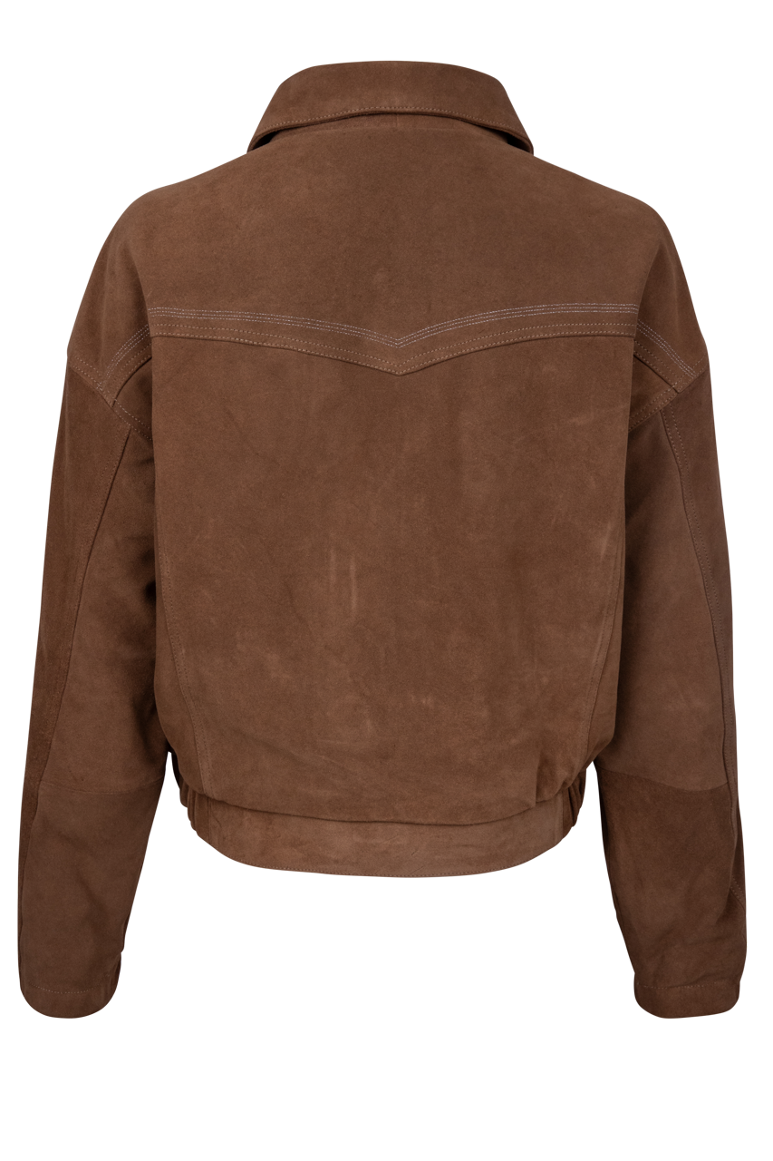 Western and Co. Suede Collar Tip Bomber