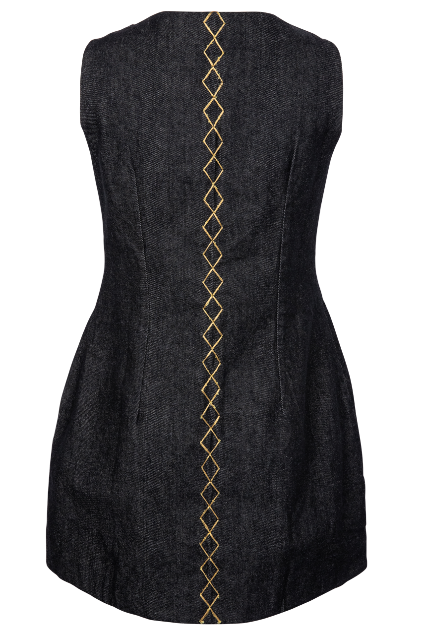 Allie Falcon Gilded Denim Mini Dress