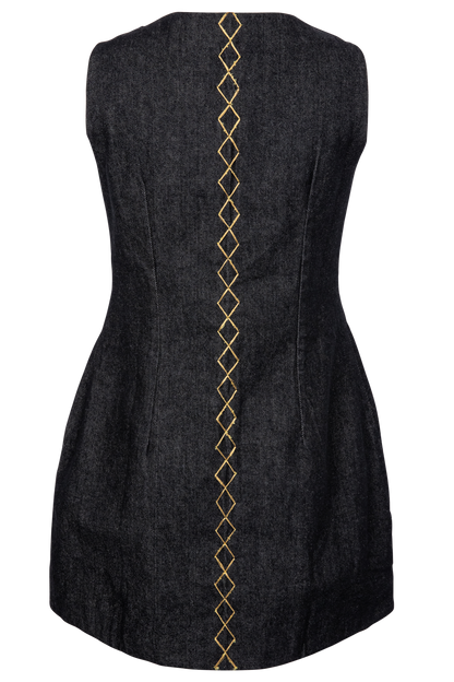 Allie Falcon Gilded Denim Mini Dress