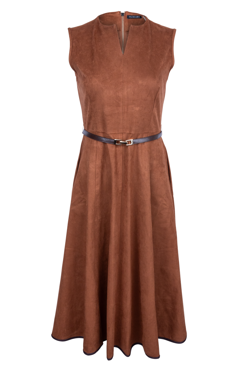 Dolce Cabo Suede Belted Midi Dress