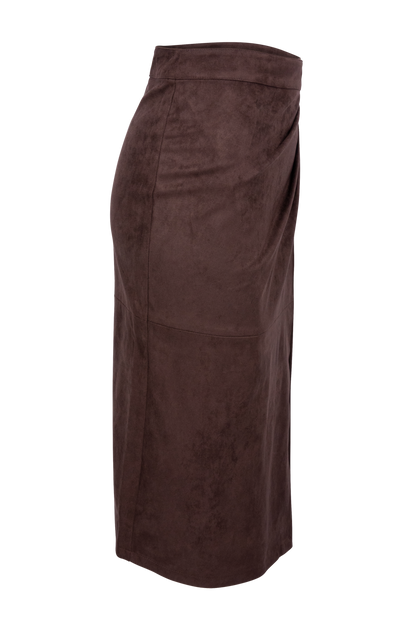 Dolce Cabo Suede Ruched Midi Wrap Skirt
