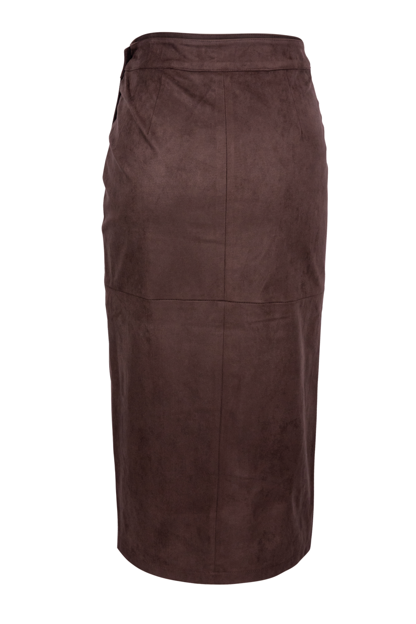 Dolce Cabo Suede Ruched Midi Wrap Skirt
