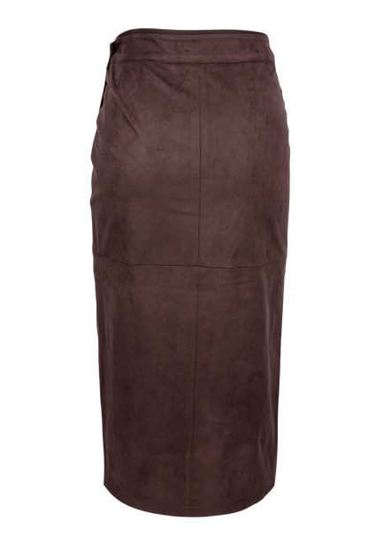 Dolce Cabo Suede Ruched Midi Wrap Skirt