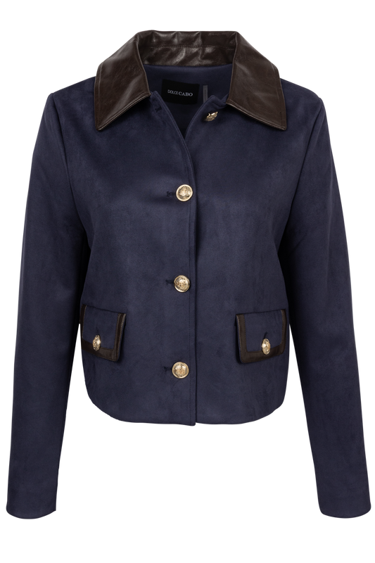 Dolce Cabo Leather Trimmed Suede Jacket