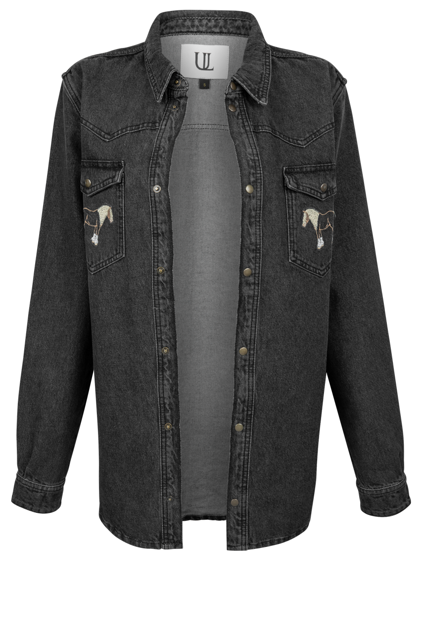 Horse Embroidered Shirt Jacket