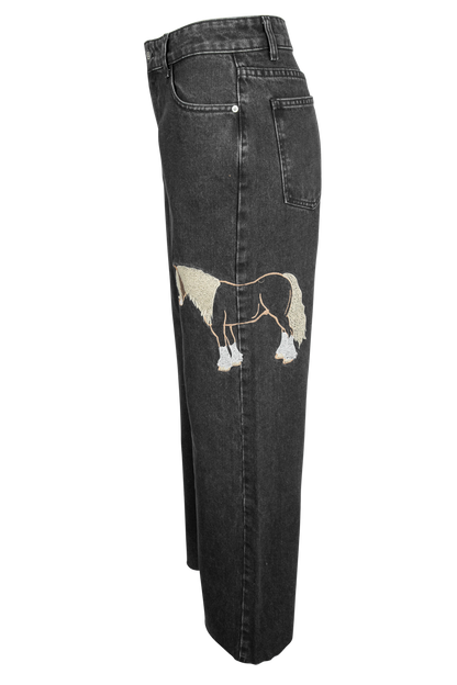 Horse Embroidered Jeans
