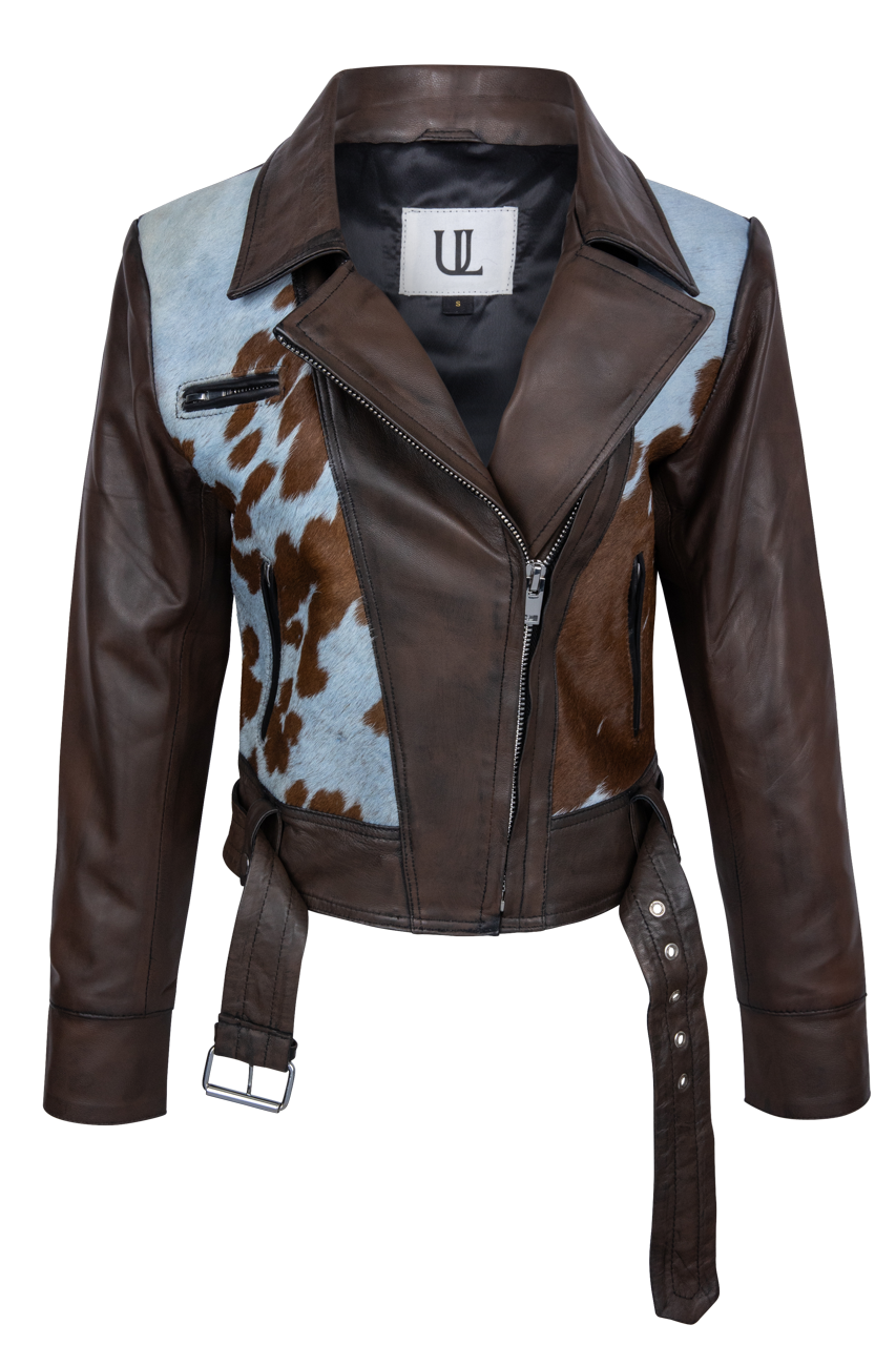 Understated Leather Cowhide Moto Jacket