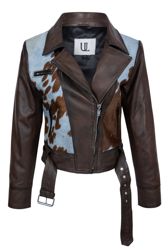 Understated Leather Cowhide Moto Jacket