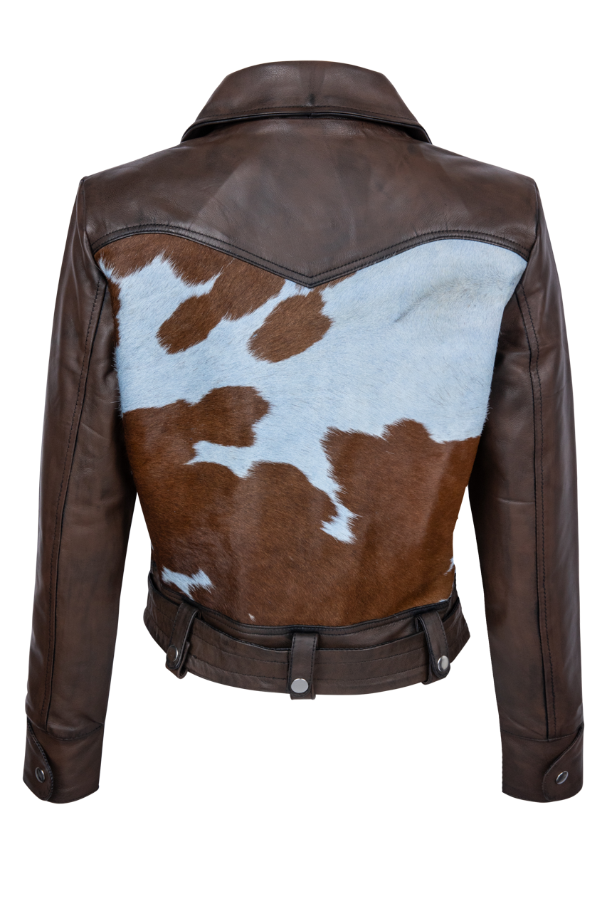 Understated Leather Cowhide Moto Jacket