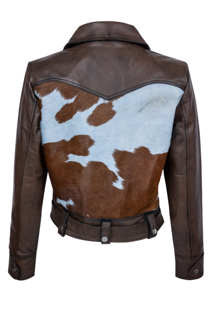 Understated Leather Cowhide Moto Jacket