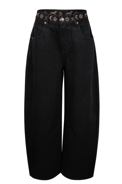 Understated Leather Back On The Horse Barrel Jeans