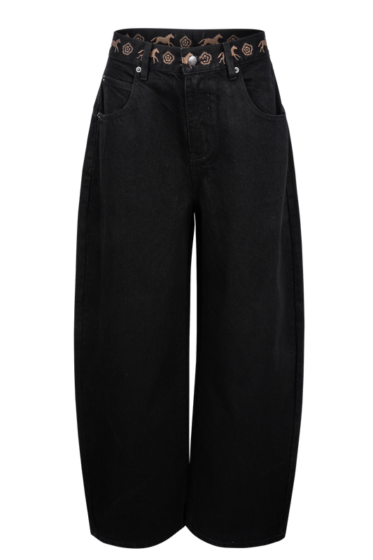 Understated Leather Back On The Horse Barrel Jeans