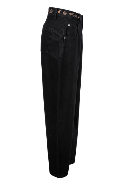 Understated Leather Back On The Horse Barrel Jeans
