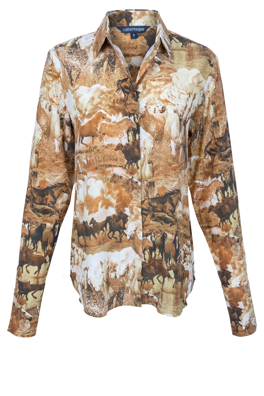 Catherine Gee Sophie Western Horse Silk Blouse