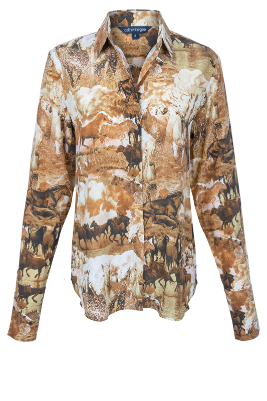 Catherine Gee Sophie Western Horse Silk Blouse