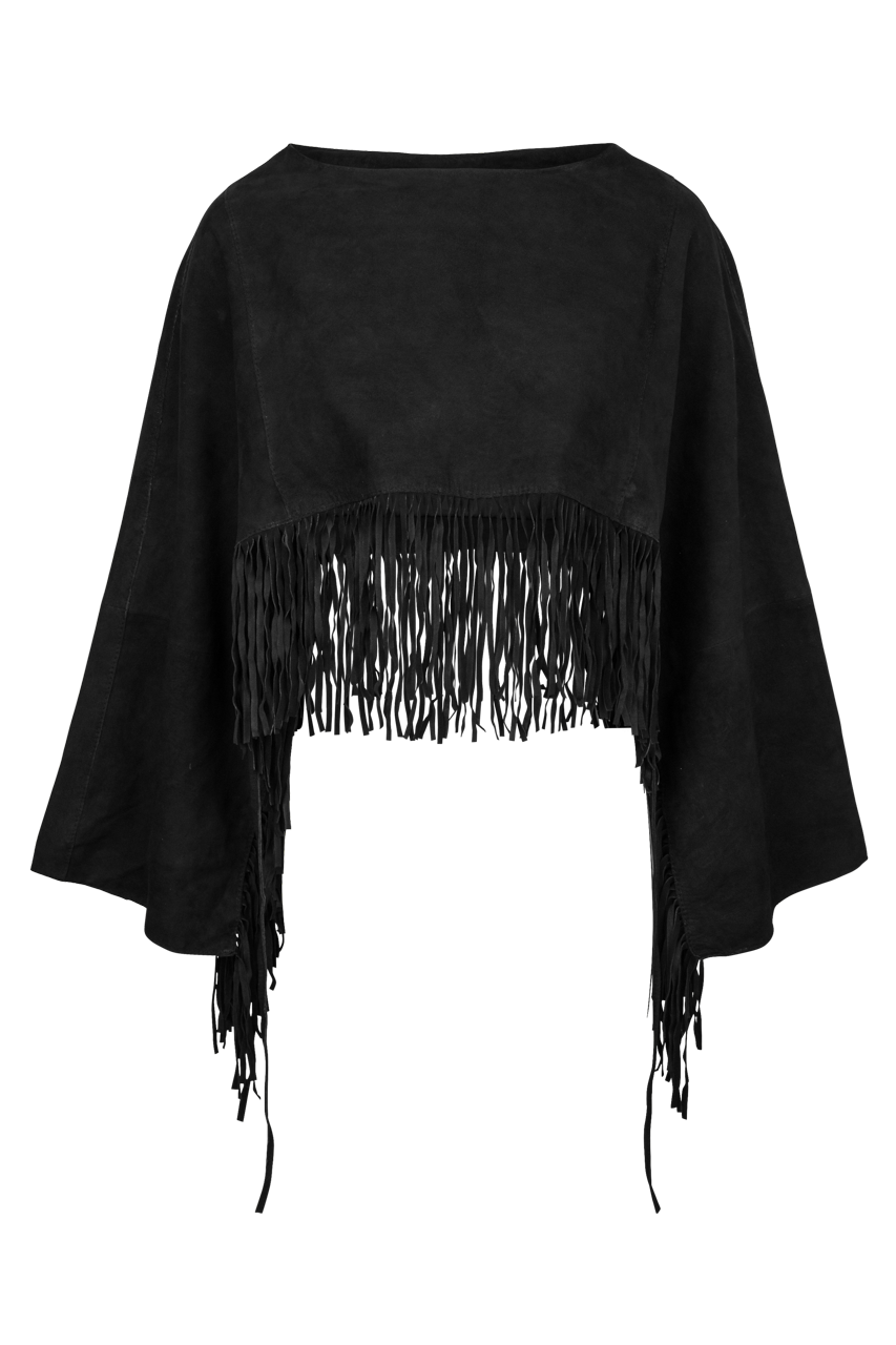 Mauritius Paige Suede Leather Fringe Cape