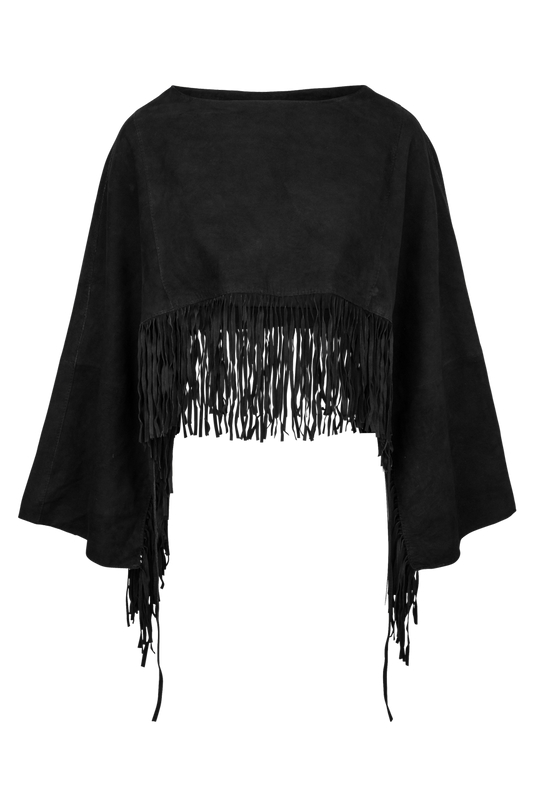 Mauritius Paige Suede Leather Fringe Cape