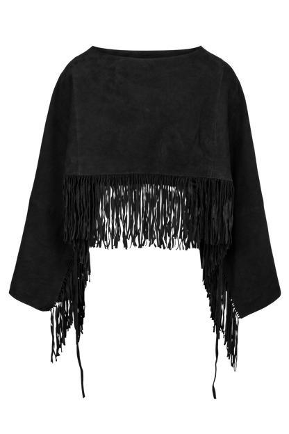 Mauritius Paige Suede Leather Fringe Cape