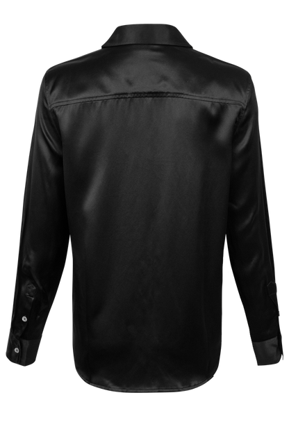 Johnny Was Silk Collared Button Down Shirt - Black