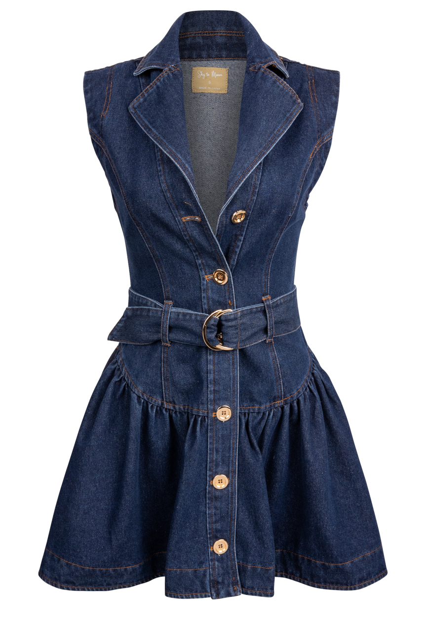 Sky to Moon Western Denim Mini Dress