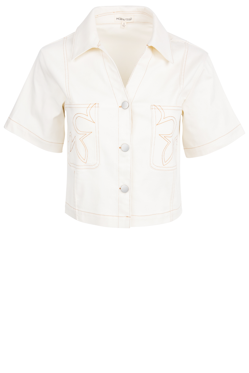 Main Strip Neutral Cropped Shirt Jacket