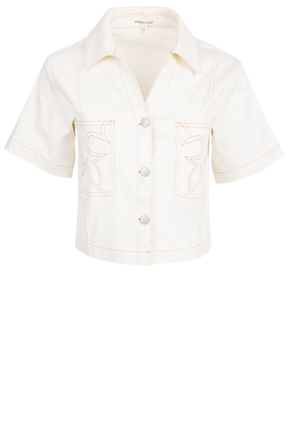 Main Strip Neutral Cropped Shirt Jacket