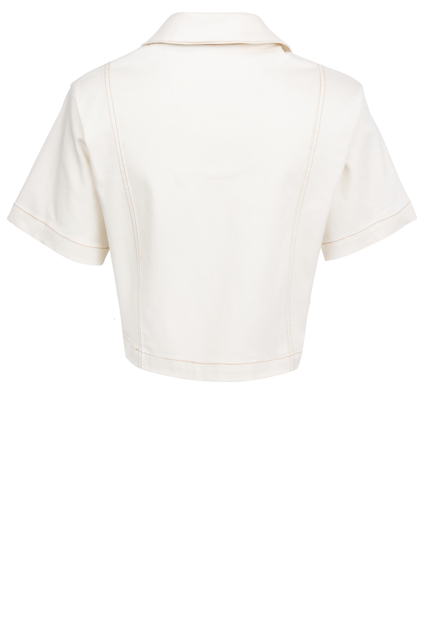 Main Strip Neutral Cropped Shirt Jacket