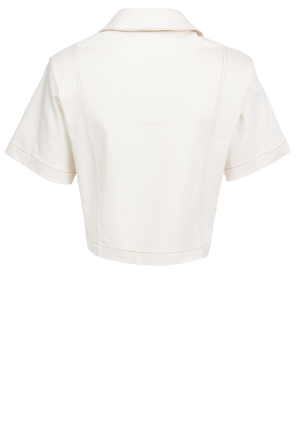 Main Strip Neutral Cropped Shirt Jacket
