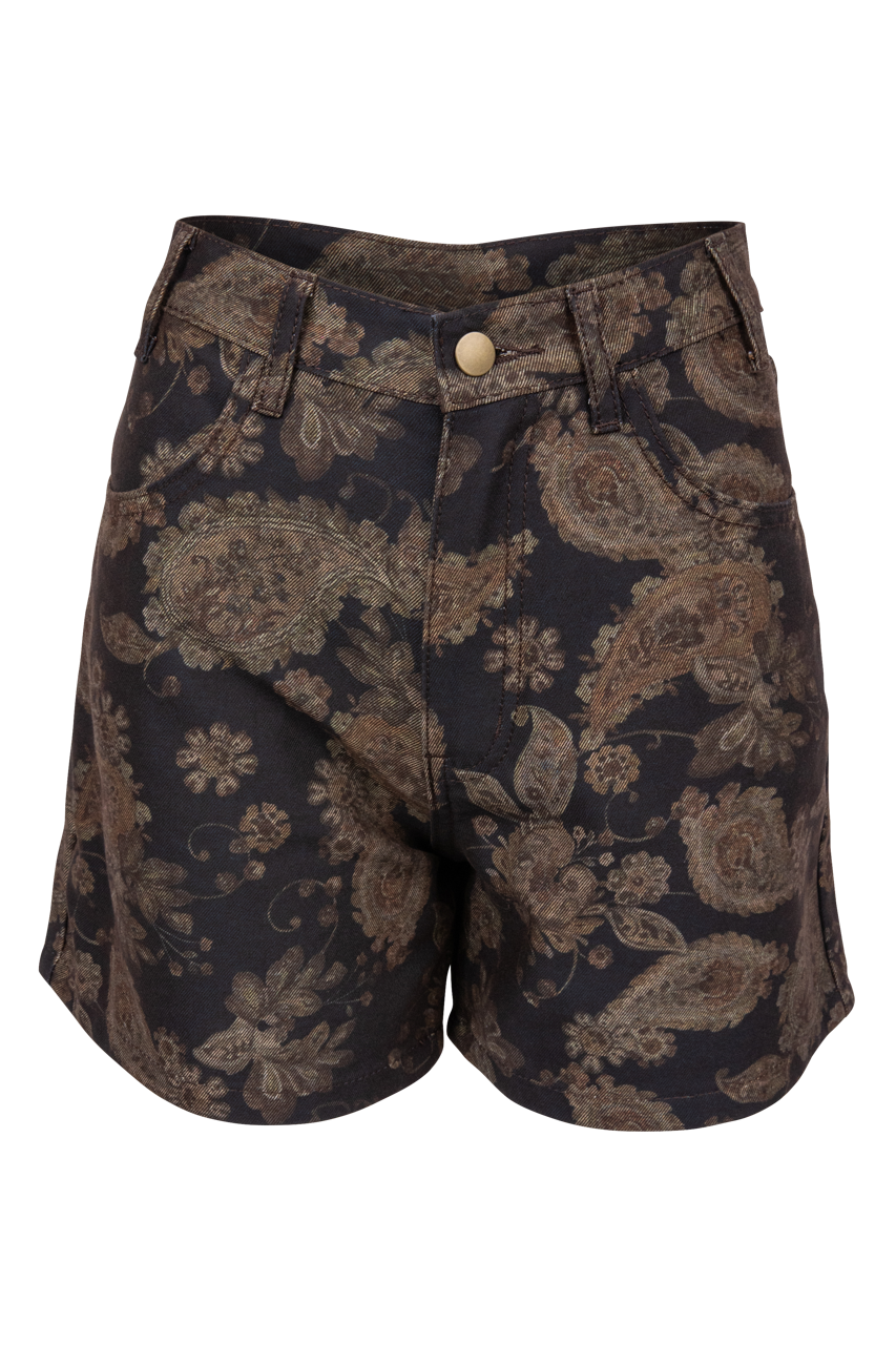 Gilded Paisley Denim Shorts