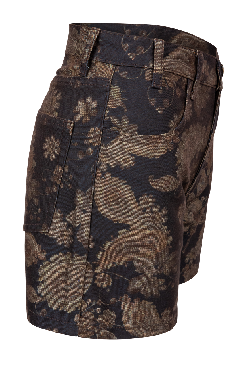 Gilded Paisley Denim Shorts