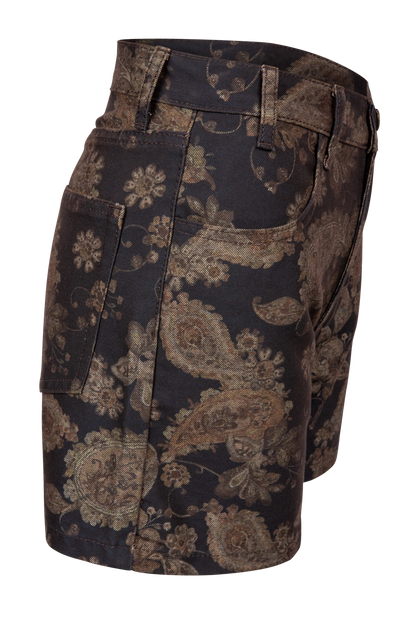 Gilded Paisley Denim Shorts