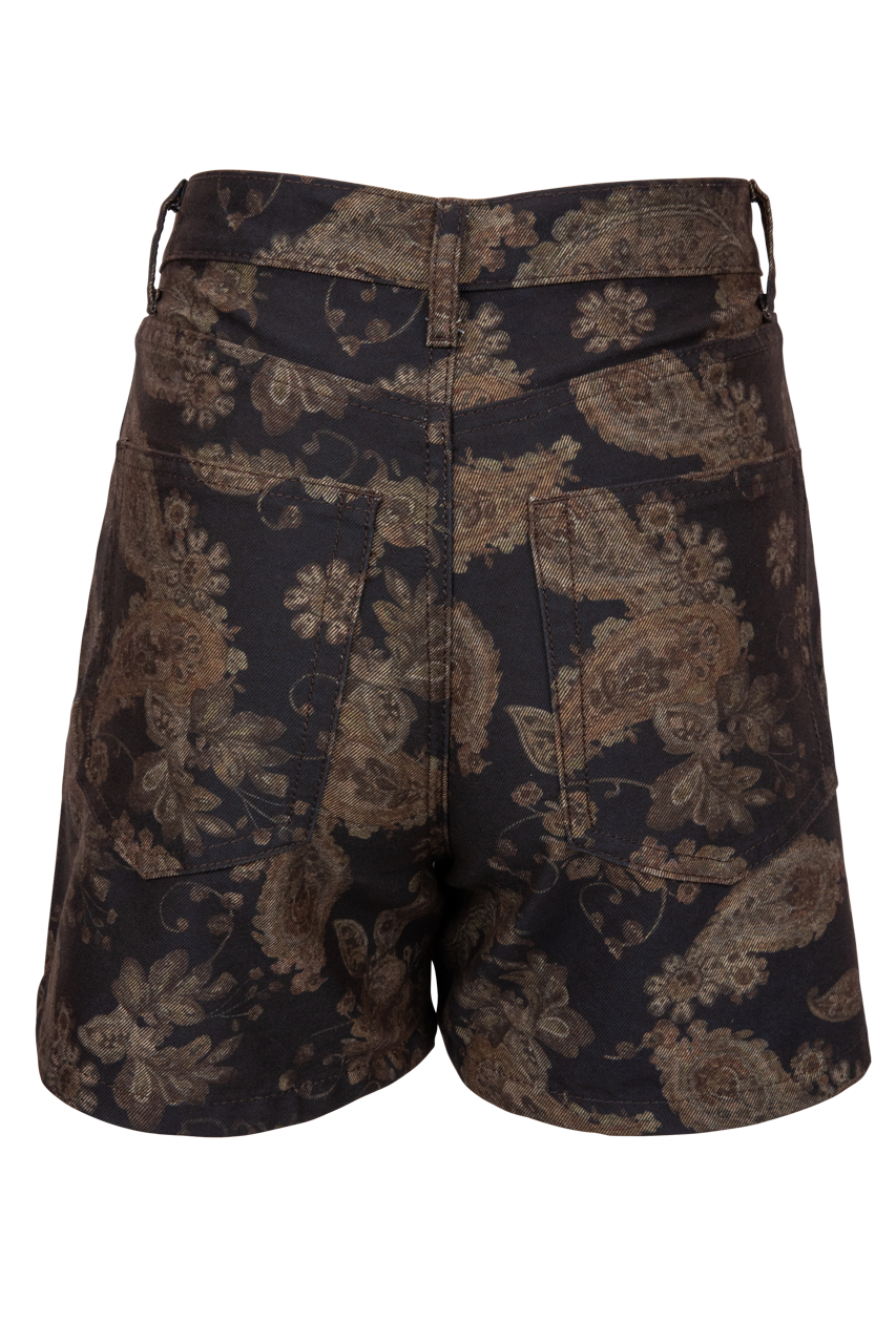 Gilded Paisley Denim Shorts