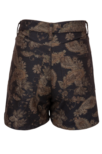 Gilded Paisley Denim Shorts