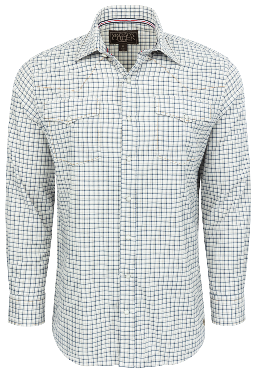 Madison Creek Bisley Western Shirt - Light Blue Plaid