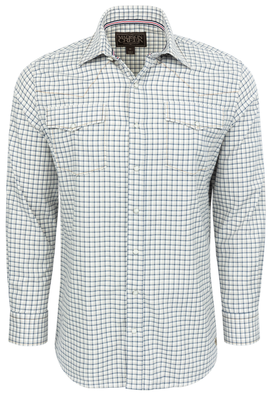 Madison Creek Bisley Western Shirt - Light Blue Plaid