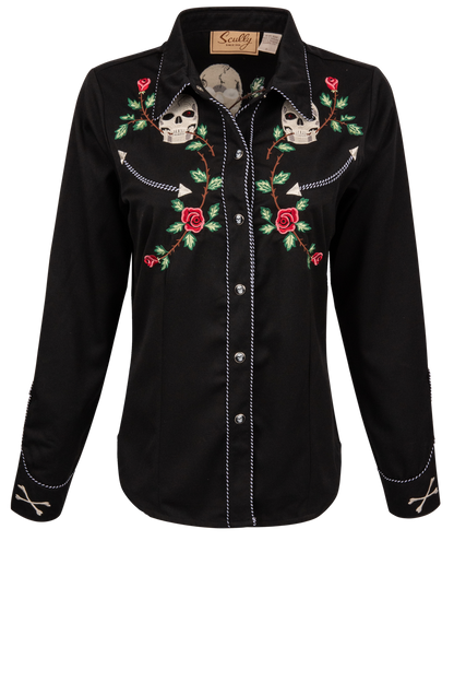 Scully Women's Western Skulls and Roses Shirt