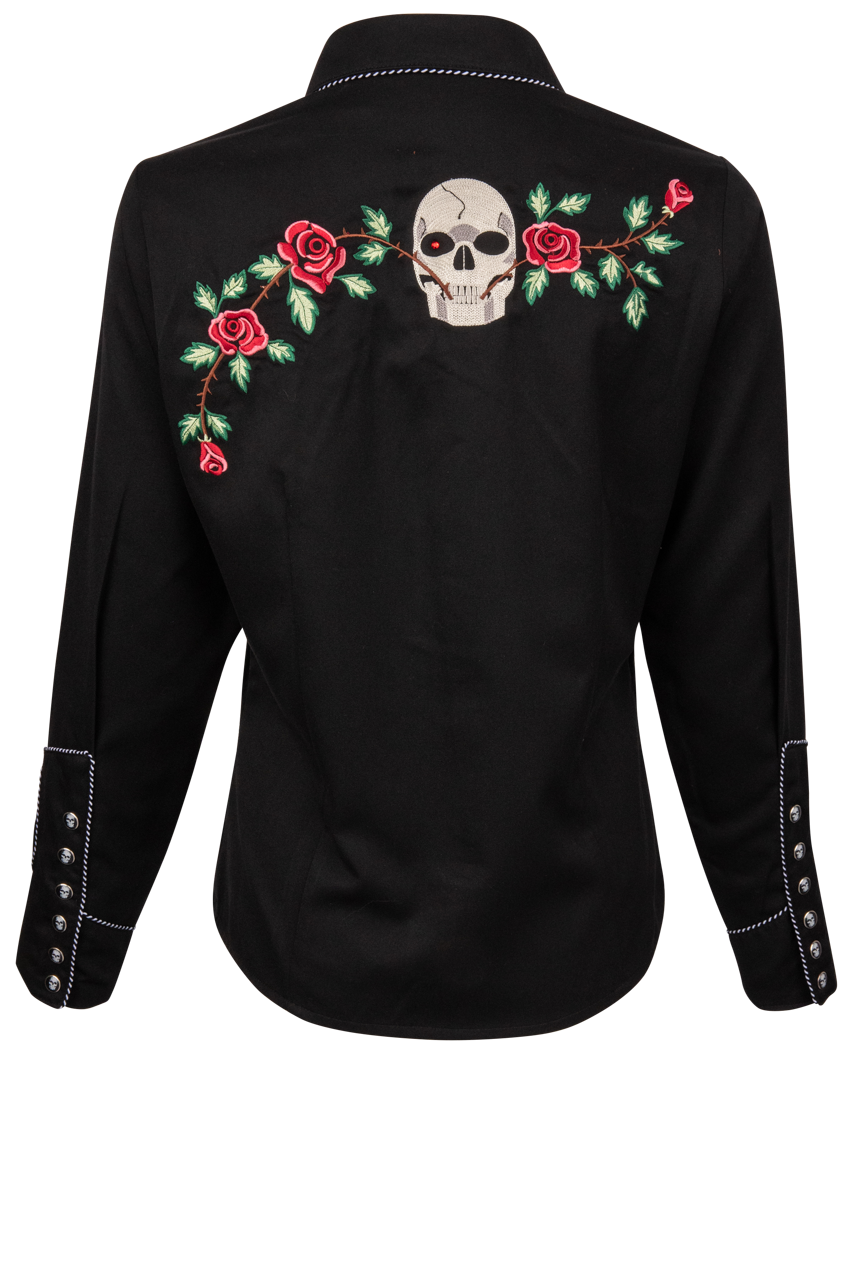 Scully Women's Western Skulls and Roses Shirt