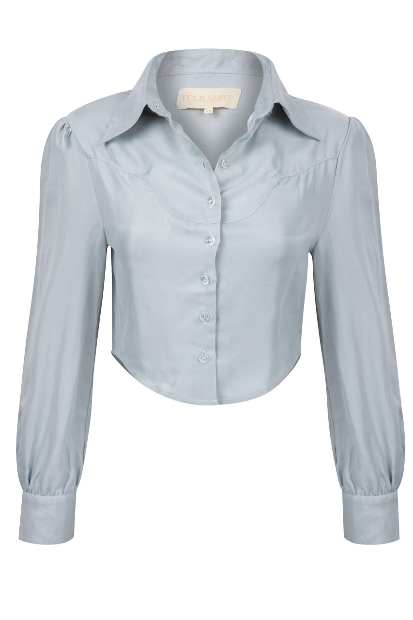 Folk Saint Hazy Blue Marlowe Blouse