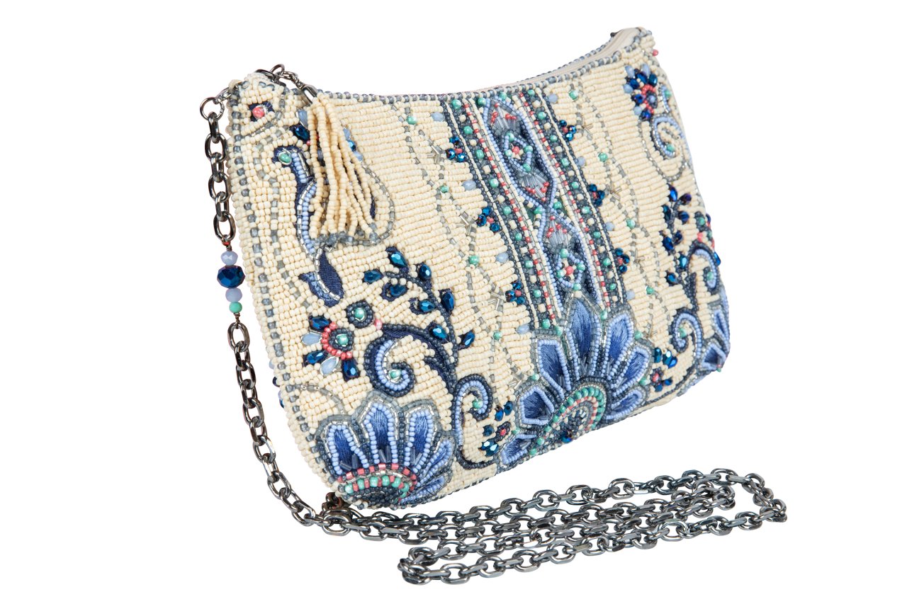 Mary Frances Floral Beaded Crossbody Bag