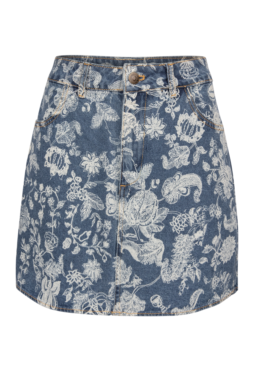 Cleobella Stevie Paisley Denim Mini Skirt
