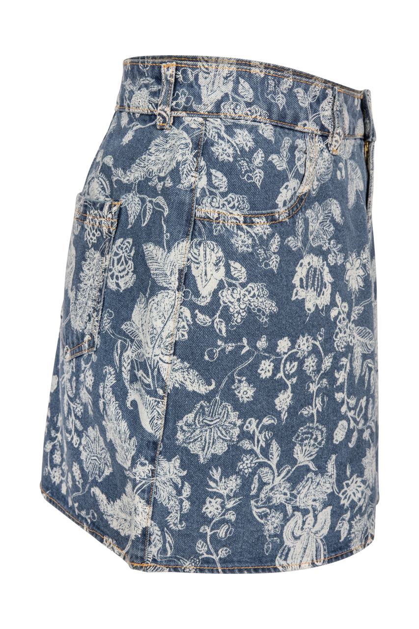 Cleobella Stevie Paisley Denim Mini Skirt