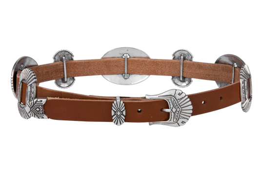 Lucky Gem Club Americana Concho Belt - Brown