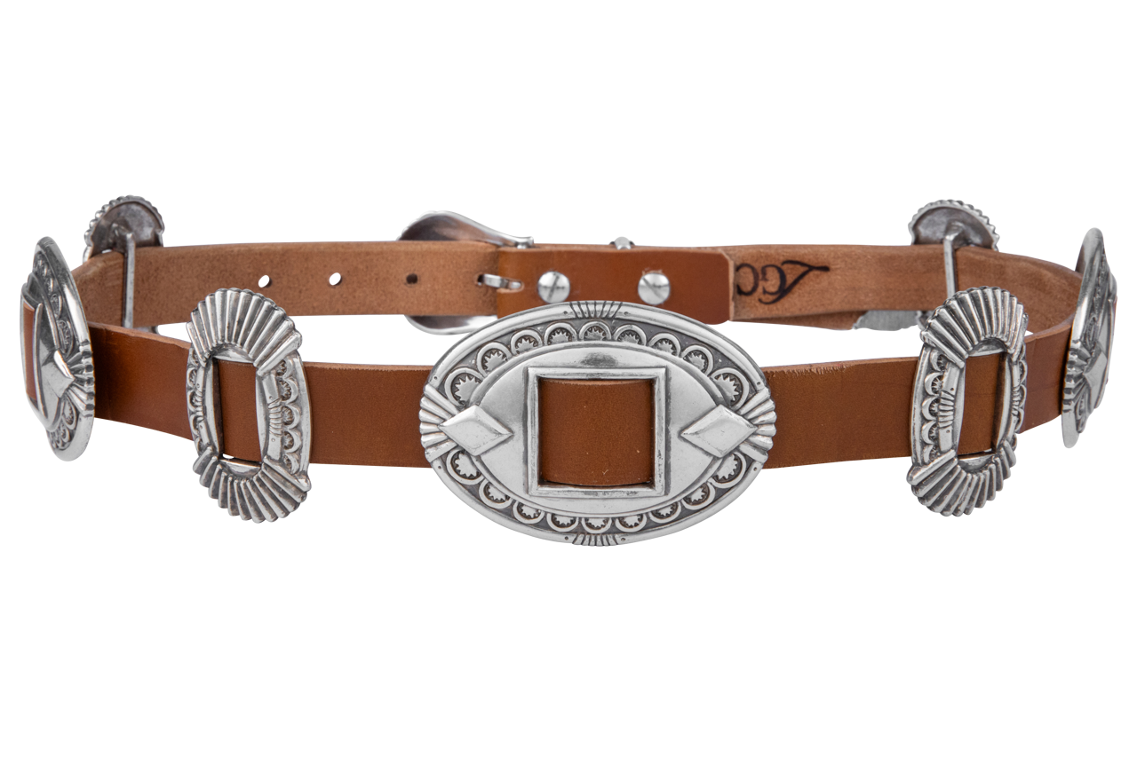 Lucky Gem Club Americana Concho Belt - Brown