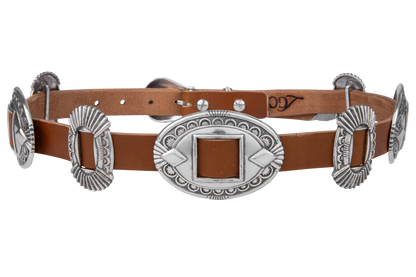 Lucky Gem Club Americana Concho Belt - Brown