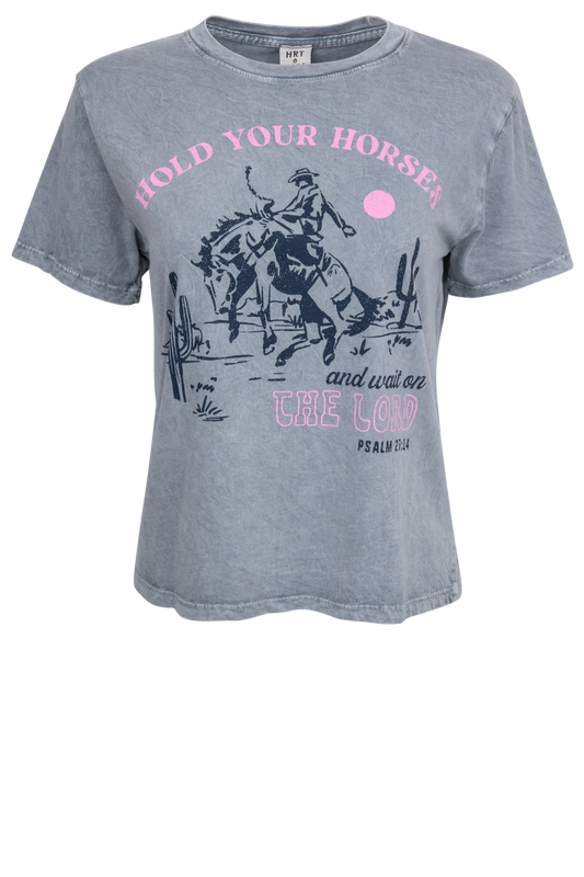 HRT and LUV Hold Your Horses Graphic Tee - Blue