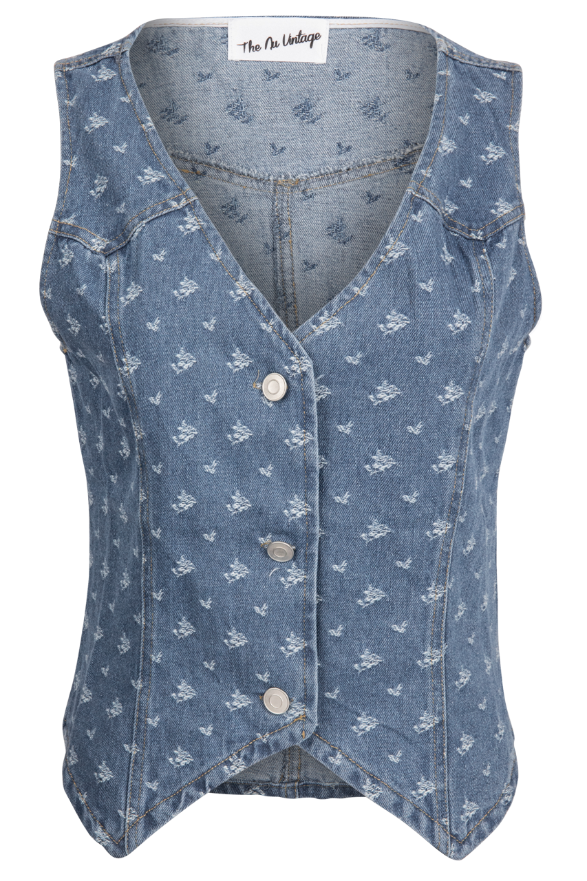 Nu Vintage Soleil Ditsy Denim Vest